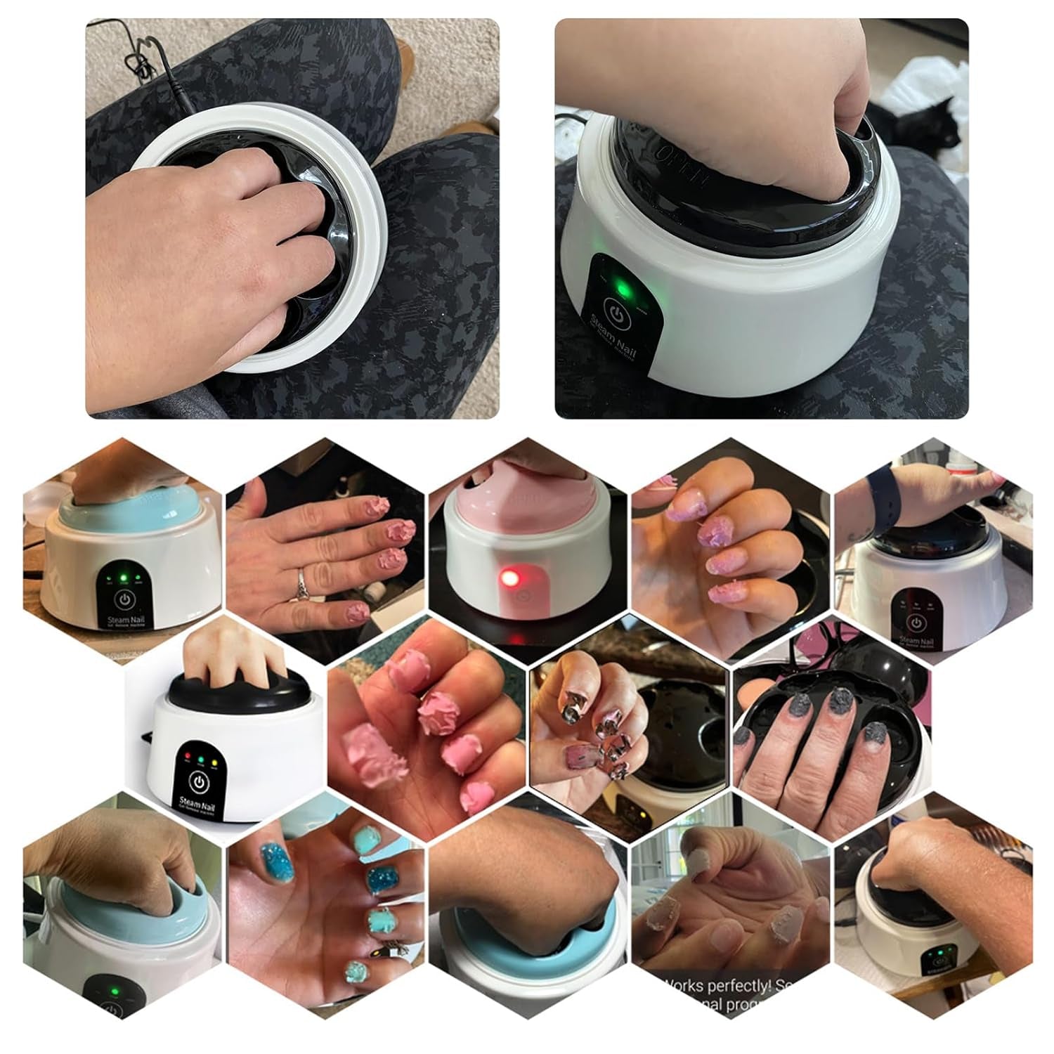 Revolutionary Nail Soaking Bowl: Electric Manicure Soaker for Effortless Nail Polish Removal, Complete with Colorful Cuticle Pushers - Stylish Black Design