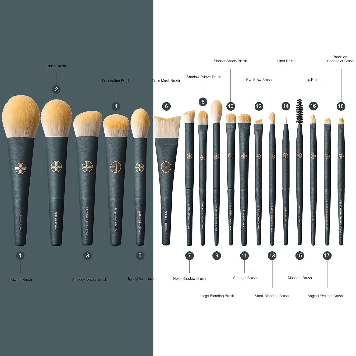 Elevate Your Makeup Game with the 18-Piece Professional Makeup Brush Set - Travel-Friendly Eco Cylinder Holder Included!
