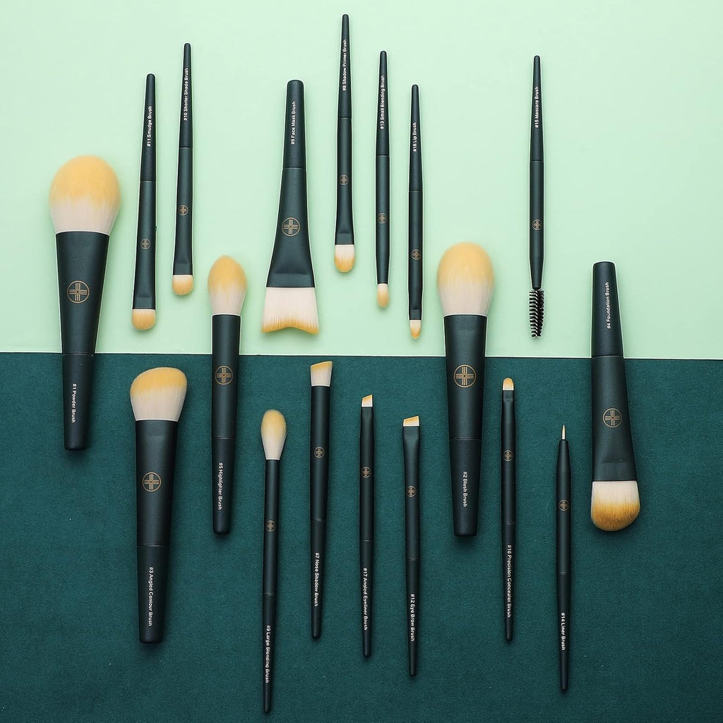 Elevate Your Makeup Game with the 18-Piece Professional Makeup Brush Set - Travel-Friendly Eco Cylinder Holder Included!
