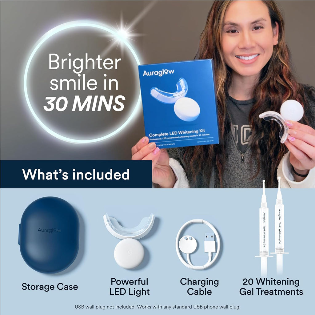 Transform Your Smile with Our Advanced Teeth Whitening Kit – LED Accelerator Light & 35% Carbamide Peroxide Gel for Up to 10 Shades Whiter in Just 7 Days!