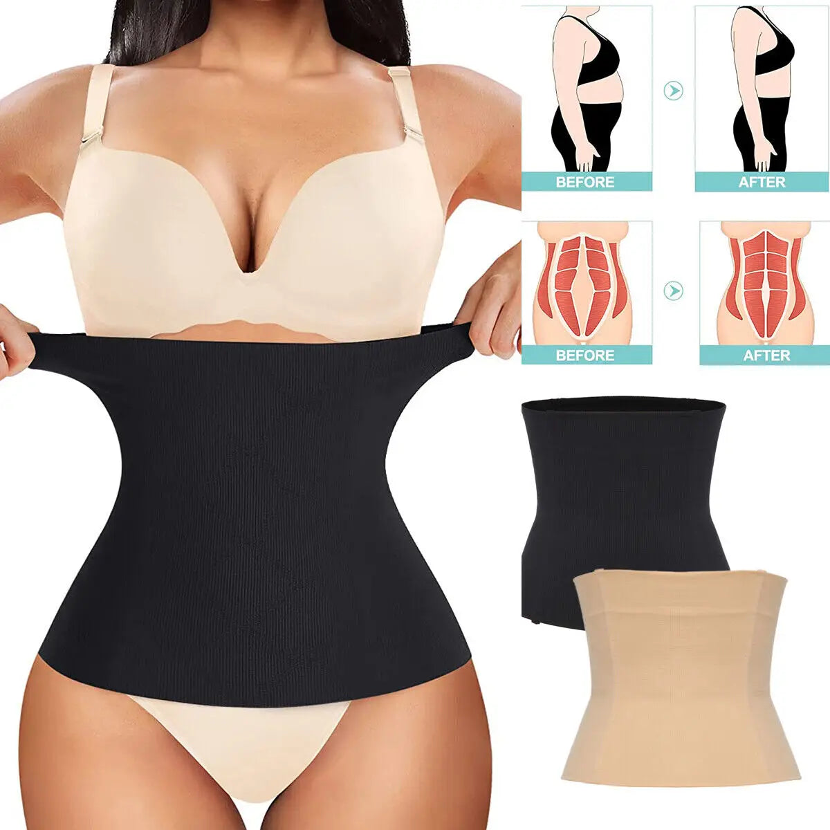 2-in-1 Belly Recovery Bands and Waist Trainer – Slimming Shapewear for a Flatter Tummy!