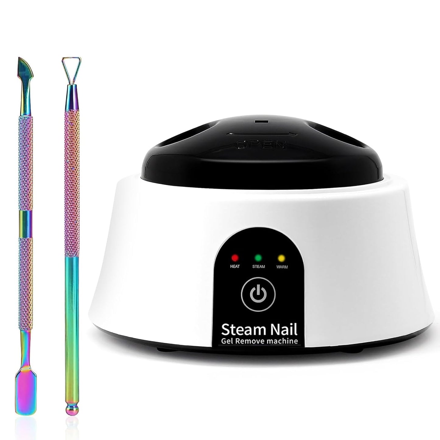 Revolutionary Nail Soaking Bowl: Electric Manicure Soaker for Effortless Nail Polish Removal, Complete with Colorful Cuticle Pushers - Stylish Black Design